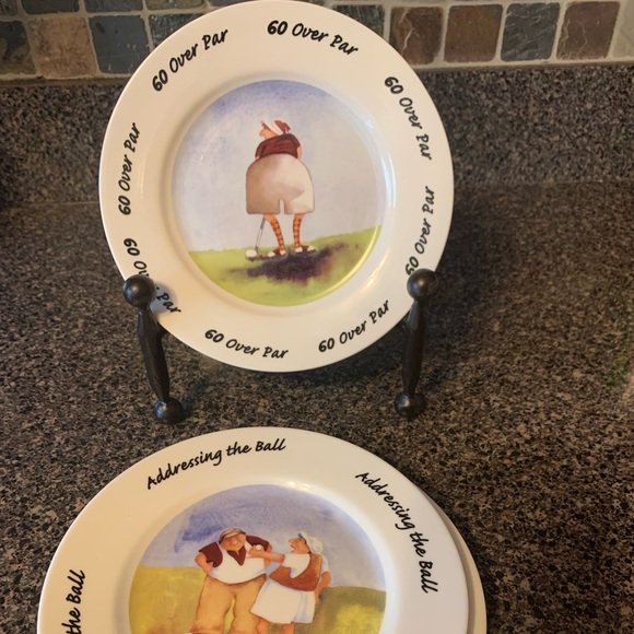 Erika Oller by House of Prill Set of 3 Women Playing Golf 7.5" Dessert Plates - Picture 4 of 5